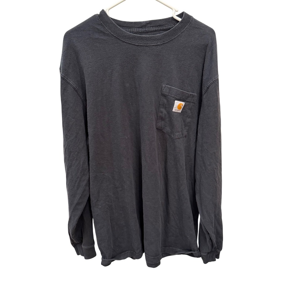 Carhartt Mens Long Sleeve Pocket T-Shirt Graphic Field‎ Tested Workwear Black L